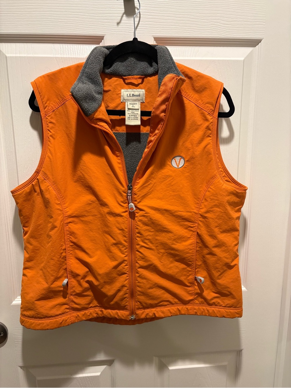 L.L.Bean Womens Large Virginia Cavaliers UVA Orange Fleece Lined Vest